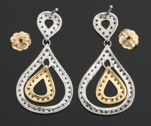 Earrings (14k gold) with diamonds - Picture 2 of 3