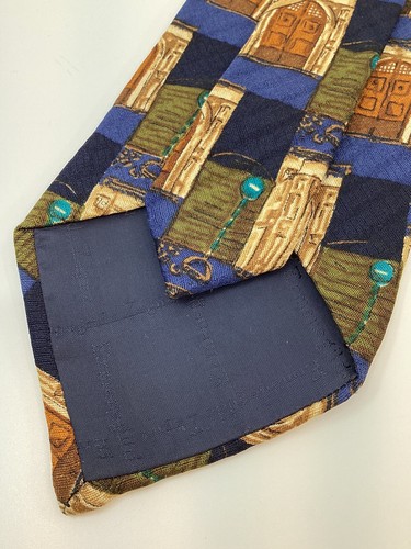 Ermenegildo Zegna Tie Old Doors Pattern Exclusive Design 100% Silk Made In ITALY - Picture 4 of 7