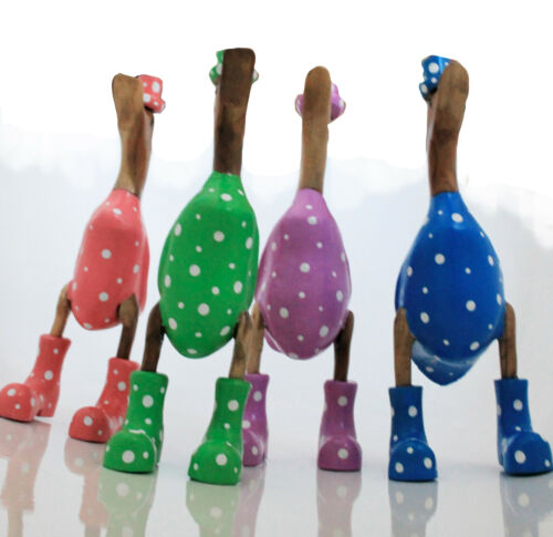 Lunares Raincot Sombrero Botas Clad Autónomo Pintado a Mano Pato de Madera 25CM - Imagen 2 de 26
