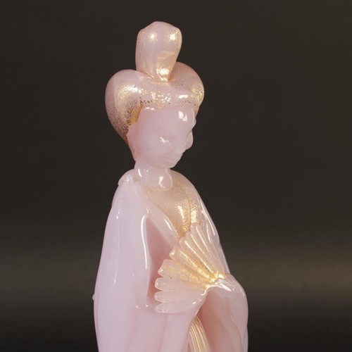 1/1 pink paste opaline gold GEISHA sculpture ERMANNO NASON Cenedese Murano glass - Picture 2 of 5