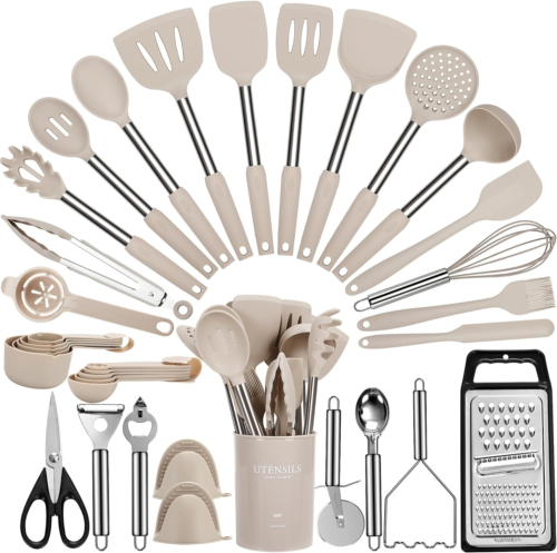 Large Cooking Utensils Set, 35 Pcs Spatula Set with Holder, Silicone Kitchen Ute - Picture 11 of 12