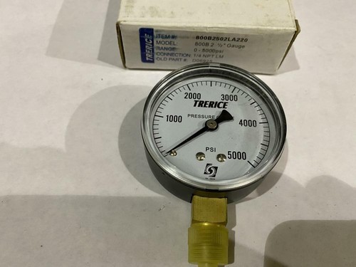 TRERICE PRESSURE GAUGE  # 800B   2-1/2"  0-5000PSI   1/4NPT - Picture 3 of 5
