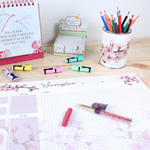 Base de escritorio A3 flor de cerezo con planificador semanal lista de tareas papel 50 hojas - Imagen 2 de 9
