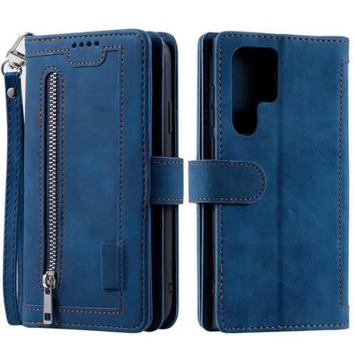 For iPhone/Samsung Zipper Women PU Leather Card Kickstand Magnetic Wallet Case - 第 12/16 張圖片