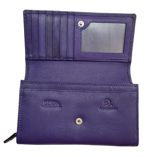 Cartera grande de cuero real de alta calidad protegida por RFID para mujer con tarjetero - Imagen 82 de 134