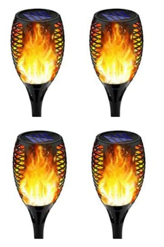 4pcs Solar Powered Dancing Flickering Flame Torch Stake Lights Garden Yard Path - Picture 1 of 13