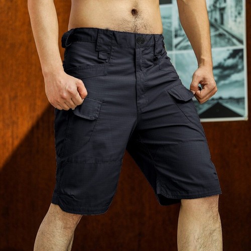Men Tactical Cargo Shorts Cropped Pants Multi Pockets Zipper Half Trousers Slim - Picture 7 of 17