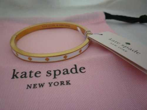Kate Spade White Gold Spot The Spade Bracelet Bangle Dust Bag New with tags - Picture 17 of 24