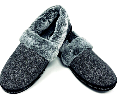 Skechers Cozy Lite Sparkle Knit Slippers Sweet Walk Black Faux Fur Womens Size 9 - Picture 3 of 7