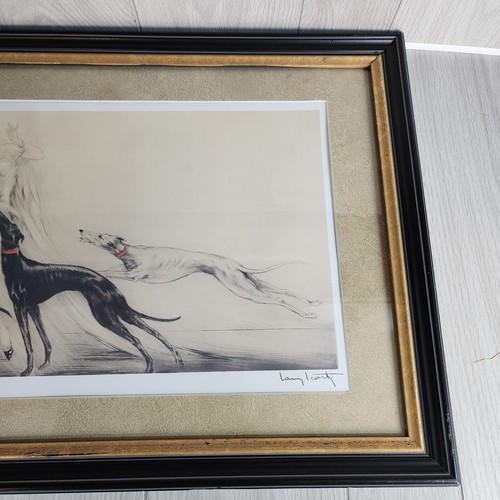 Vtg Louis Icart Coursing II Framed 25"x18" Print French Art Deco Woman Greyhound - Bild 8 von 24