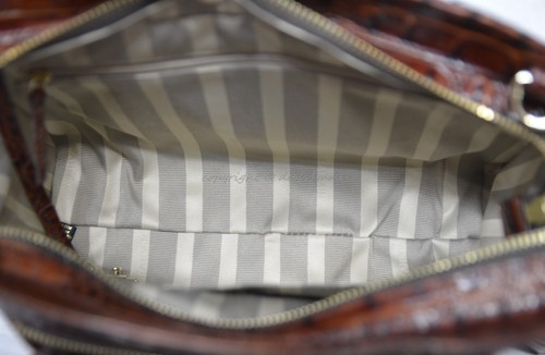 NWT Brahmin Gemini Collection Greta Satchel/Shoulder Bag in Pecan Tri-Texture - Picture 7 of 11