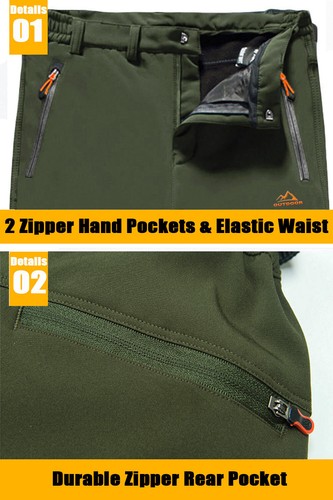 Winter Warm Fleece Pants Men's Hiking Pants Waterproof Windproof Warm Trousers - Picture 27 of 40