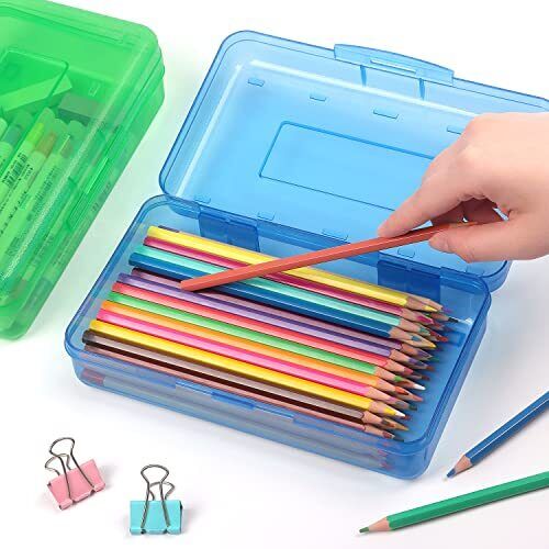 1 Pack Plastic Pencil Box Large Capacity Pencil Boxes Clear Boxes with Blue - Picture 8 of 8