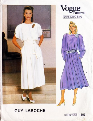 Sewing Pattern Dress and Sash 12 Loose Fitting Side Pockets Uncut Vogue 1553 - Picture 3 of 4