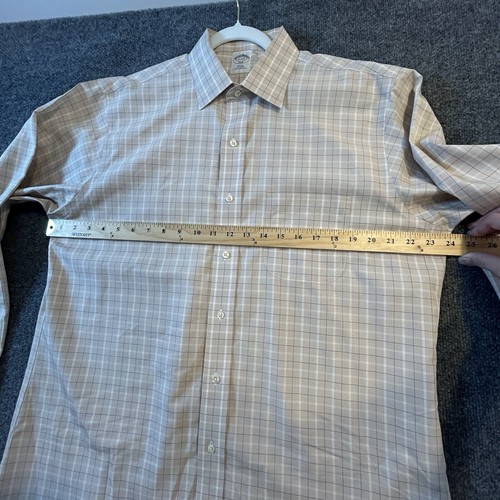 Brooks Brothers 346 Slim Fit Hemd Herren 17 4/5 beige kariert Business Freizeit - Bild 8 von 14
