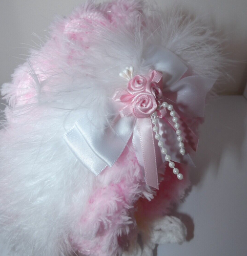 Baby Bonnet Hat Warm Hand Knitted Crochet Traditional Lace Marabou Flower Bows - Picture 25 of 114