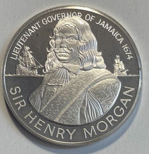Jamaica 10 Dollars 1974 - Sir Henry Morgan - Privateer - Silver Proof 1.2728 ASW - Picture 3 of 5