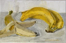 Original art still life oil painting "Bananas"  7,8 * 11, 8 in