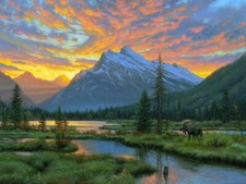 Ceramic Backsplash Tile Mural Deer Elk Kitchen/Bathroom - Peaceful Evening