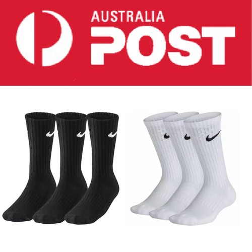 3-Pack Unisex Nike BLACK/WHITE PERFORMANCE Cotton Crew Socks Mens M6-8/L9-12 - Picture 18 of 18