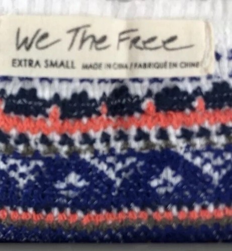 Free People Damen Gr. XS weiß Thermo Strick Fair Isle Top Shirt Boho Freizeit - Bild 5 von 11