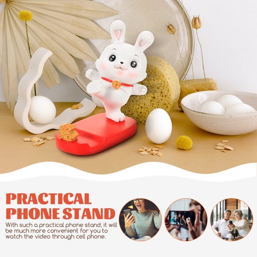 Rabbit Ornament Mobile Phone Holder Office Child Bunny Figurines - 第 10/12 張圖片
