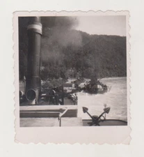 Convoy of Ships on the River Out of Frame Nice Vintage Unusual Snapshot Photo