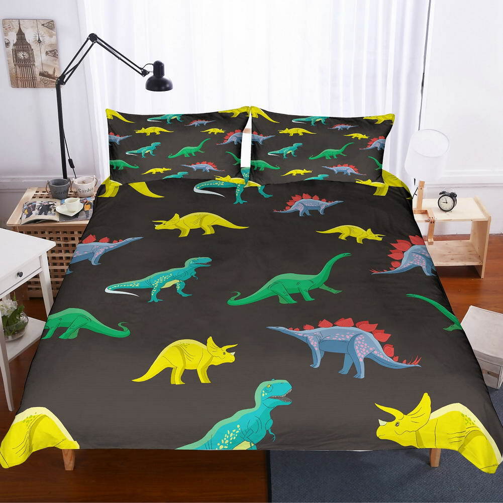 Blau Tyrannosaurus 3D Quilt Duvet Doona Cover Set Single Double Queen King Print Blau Tyrannosaurus 3D Quilt Duvet Doona Cover Set Single Double Queen King Print