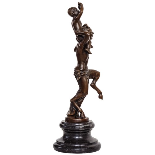 Scultura in bronzo piccolo Bacco vino fauno in stile antico statua bronzo 31 cm - Foto 6 di 6