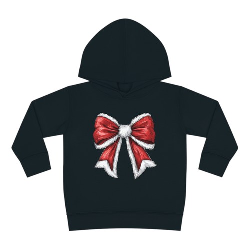 Red Bow Coquette Christmas Toddler Pullover Fleece Hoodie - Picture 9 of 20