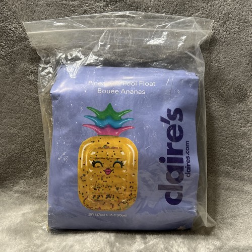 Tumbona inflable para piscina de piña Claire’s flotador playa brillo 58”x 35,5” nueva - Imagen 1 de 6