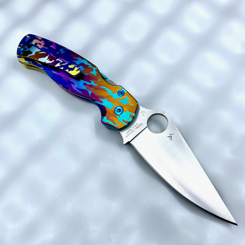 Spyderco Paramilitary 2 C81GP2 w/ Custom Titanium  D-fade Camo Ano w/Ti Hardware - Bild 9 von 10