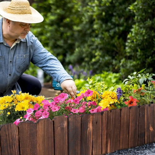 Rustic Pine Wood Garden Fence - 6.6Ft L*12In H Easy to Install Sturdy Wooden Lan - Picture 7 of 12