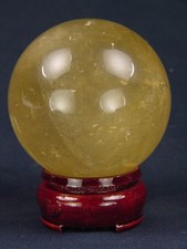 MAIS Sphère de vision de guérison calcite dorée 2,4" avec support orbe lapidaire 4954K