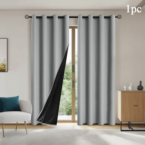 1PC Blackout Curtain Window Curtain Panel Privacy Blackout Lined Bedroom Drapery - Picture 13 of 16