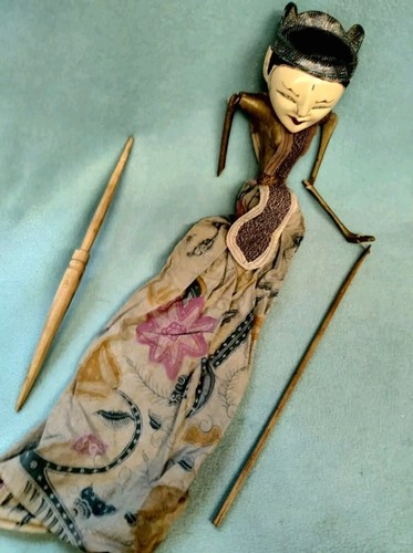 💙 Vintage Wayang Golek Wooden🍃🪷Bali Indonesia Stick Marionette🪷🍃  (lil tlc) - Picture 8 of 24