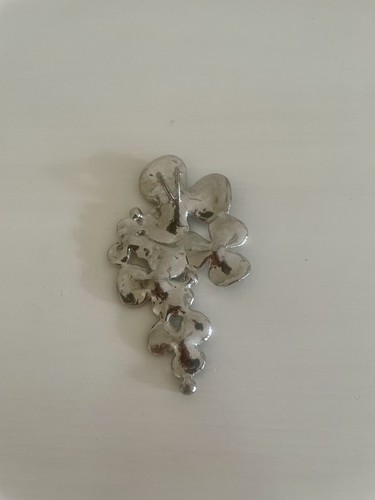 Flower Pendant Necklace Blue Enamel  Flowers on Silver Tone Chocker - Picture 7 of 7