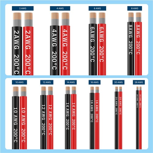 2 AWG Electrical Silicone Wire - 2 Gauge (33,6mm²) - 2 Wires Each 1,5 m / 5 ft - Picture 6 of 6