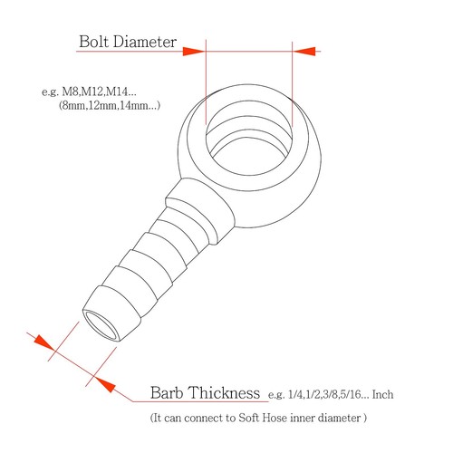 Water Coolant Bolt Kit M12 x 1.5mm pitch to 5/16"( 8mm) Barb For SAAB VOLVO - Picture 5 of 6
