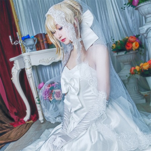 Anime Fate Grand Order Altria Pendragon Cosplay Wedding Dress Set Bridal Costume | eBay Anime Fate Grand Order Altria Pendragon Cosplay Wedding Dress Set Bridal Costume | eBay