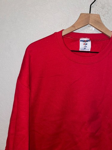90s Vintage Jerzees Red Blank Sweatshirt USA Made 50/50 Cotton Poly VTG 1990s XL - Picture 3 of 11