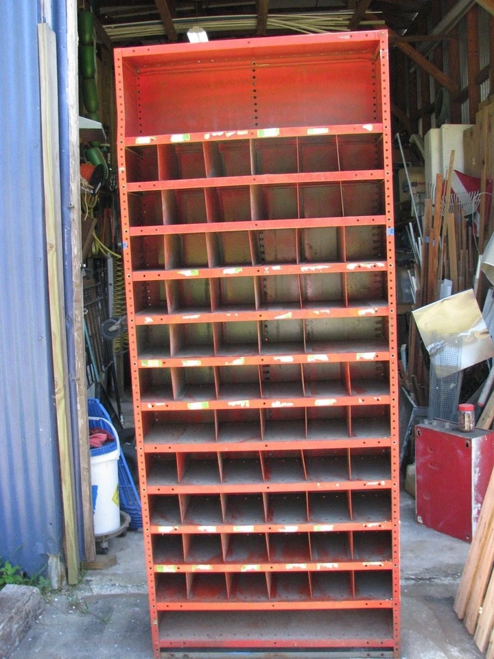 Vintage Industrial Shabby Chic Steel Red Multi Cabinet, Metal Cubby - Image 4 of 4