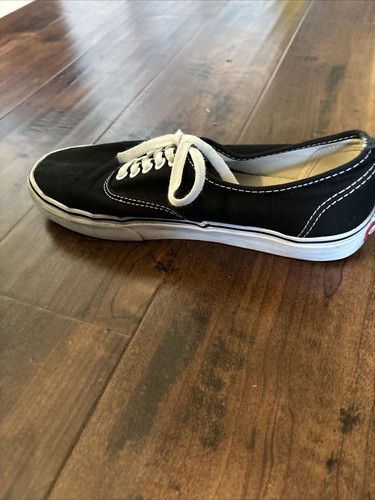 Vans Shoes Mens 8.5 Black Canvas Lace Up White Brown Rubber Sole Sneakers - Picture 4 of 8