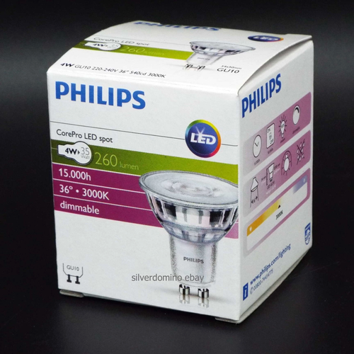 10 x Philips CorePro 4w LED Dimmable GU10 Bulbs • 36° Spot 3000K - Picture 3 of 6