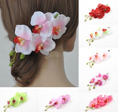 10 Set Artificial Silk Orchid Faux Flowers with Stems,7inch Tall Flower Red - Picture 4 of 8