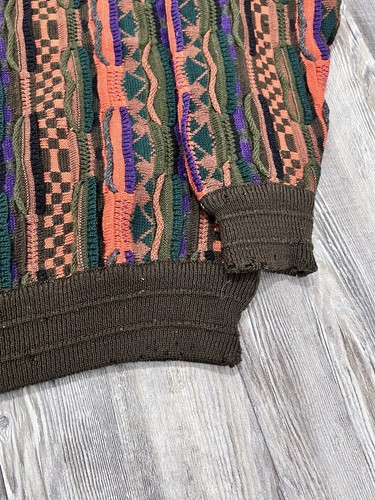 Vintage Collin’s Street Multi Color Coogi Style Textured Sweater Size Large C5 - Picture 5 of 11
