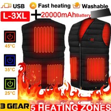 Heated Vest Warm Jacket with 20000mAh Battery Pack Winter Electric Rechargeable