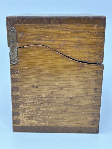 Vintage Weis Wooden Dovetailed Recipe Box Brass Side Hinges - Picture 5 of 12
