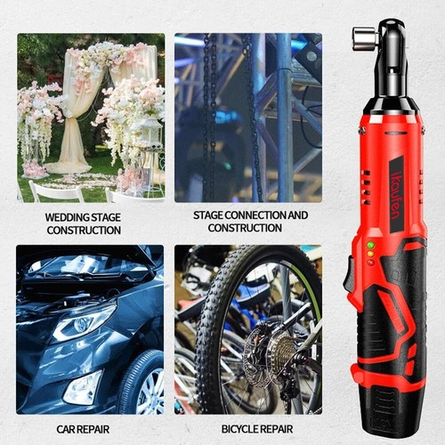 12V 3/8"&1/4" Electric Cordless Ratchet Wrench,45 ft-lbs w/4 Sockets+2 Battery - Picture 14 of 18