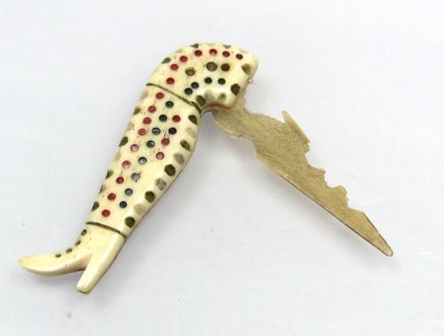 Antique Victorian Carved Boot Leg Shoe Pocket Knife Letter Opener